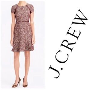 J. Crew Mixed Tweed Fit & Flare Dress 00 maroon